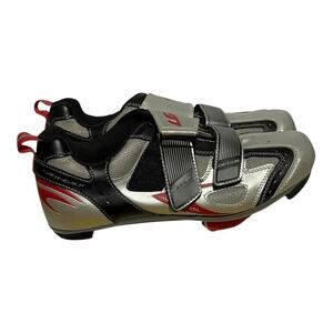 Louis Garneau Mount Royal Road Cycling Shoes Silver Black Red Size 7 US SPD Men